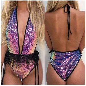 Sequin Festival Fringe Bodysuit